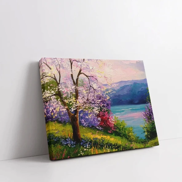 Baharın Uyanışı ve Göl Kanvas Tablo - Resim 2