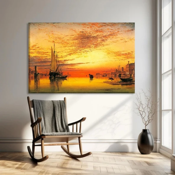 Gün Batımı Limanı Kanvas Tablo ürün görseli