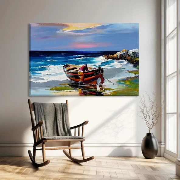 Kıyıdaki Kayıklar Kanvas Tablo ürün görseli