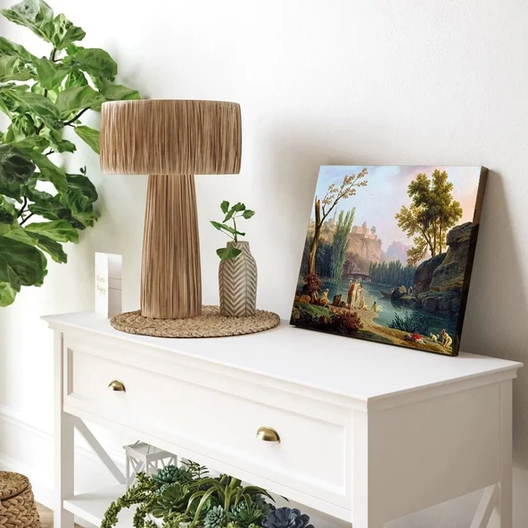 Gölet Yanı Pastoral Kanvas Tablo - Resim 3