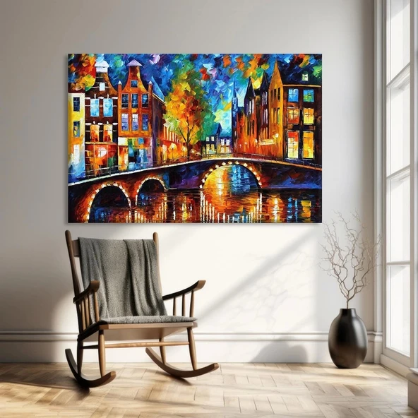 Gece Şehri Işıkları Kanvas Tablo ürün görseli