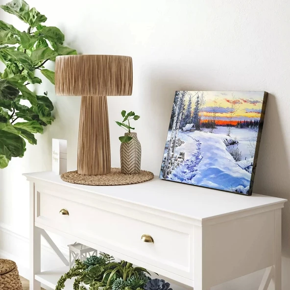 Kışın Huzuru ve Gün Batımı Kanvas Tablo - Resim 3