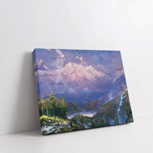 Dağların Mor Yansımaları Kanvas Tablo - Resim 2