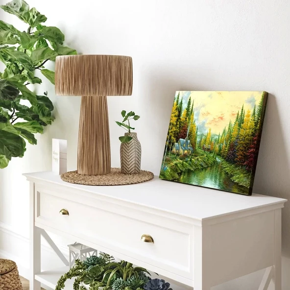 Ormanın Sessizliği ve Nehir Kanvas Tablo - Resim 3