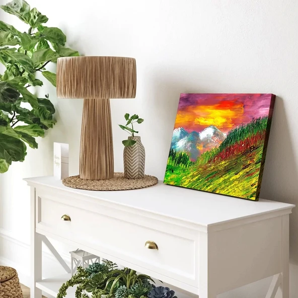 Günbatımı Yangını ve Ağaçlar Kanvas Tablo - Resim 3