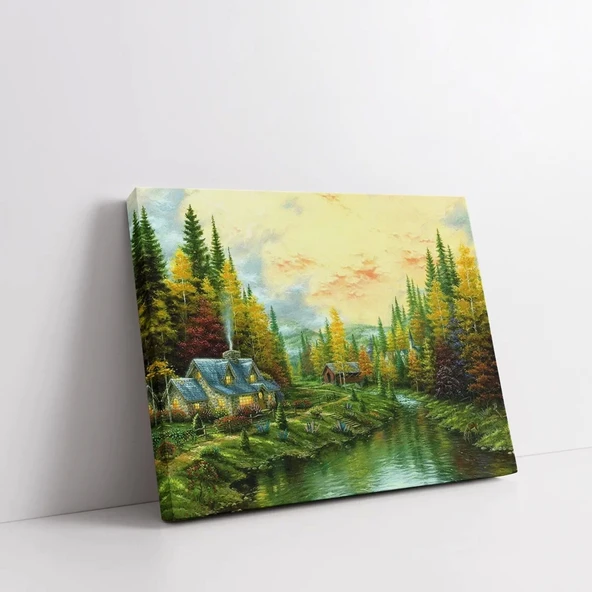 Ormanın Sessizliği ve Nehir Kanvas Tablo - Resim 2