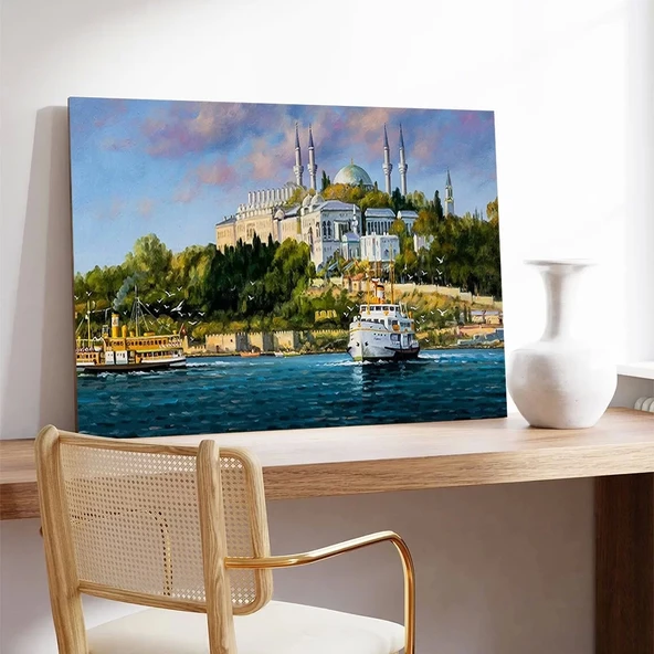 Kıyıdaki Yalı Kanvas Tablo - Resim 3