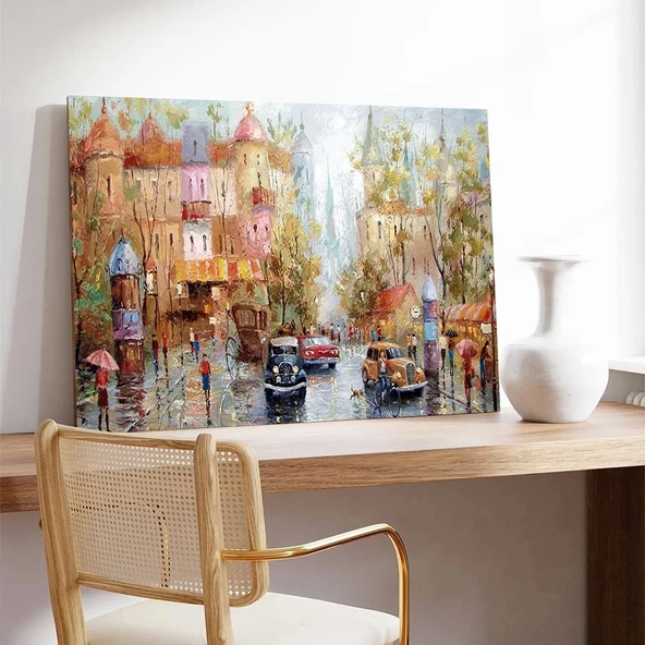 Yağmurlu Şehir Kanvas Tablo - Resim 3