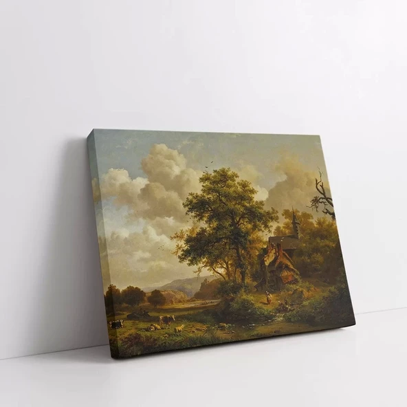 Alacakaranlıkta Kırsal Kanvas Tablo - Resim 2