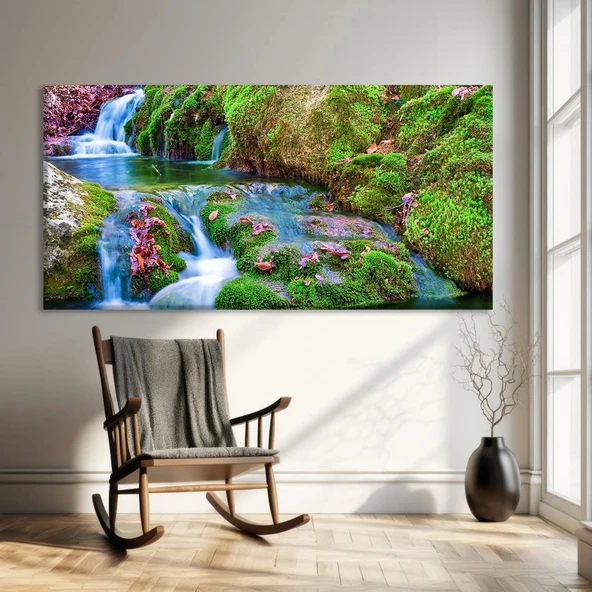 Yemyeşil Şelale Kanvas Tablo ürün görseli