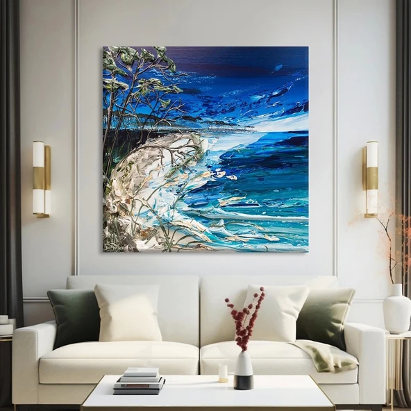 Fırtınalı Deniz Feneri Kanvas Tablo ürün görseli