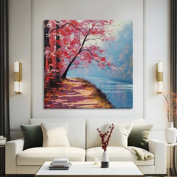 Kiraz Çiçeği Yolu Kanvas Tablo ürün görseli