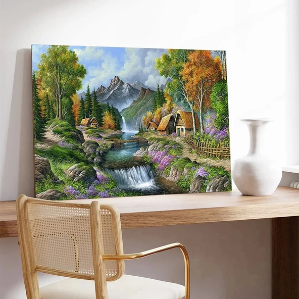 Dağ Evi Kanvas Tablo - Resim 3