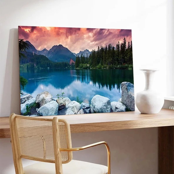 Alpenglow Gölü Kanvas Tablo - Resim 3