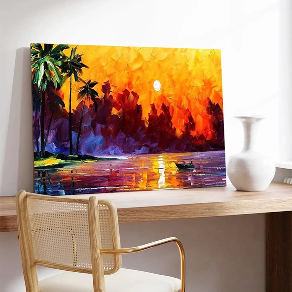 Tropik Günbatımı Kanvas Tablo - Resim 3