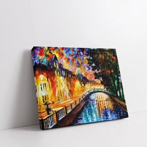 Işıklı Akşam Yürüyüşü Kanvas Tablo - Resim 2