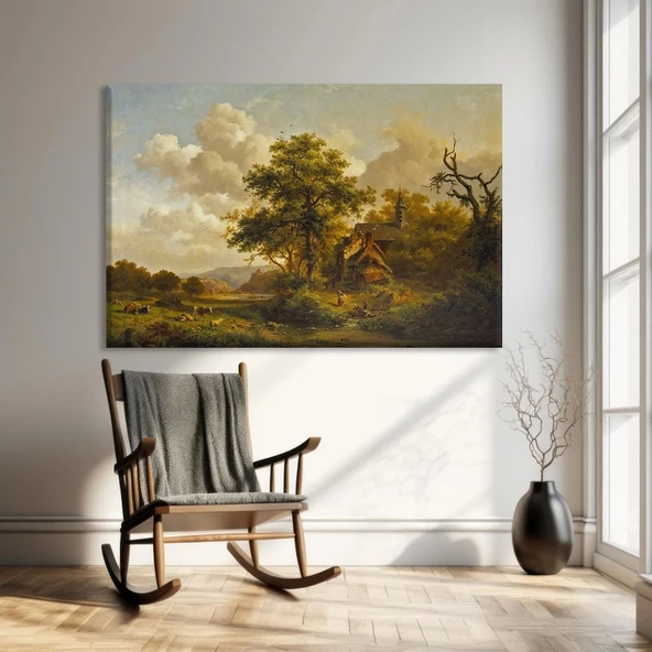 Alacakaranlıkta Kırsal Kanvas Tablo ürün görseli