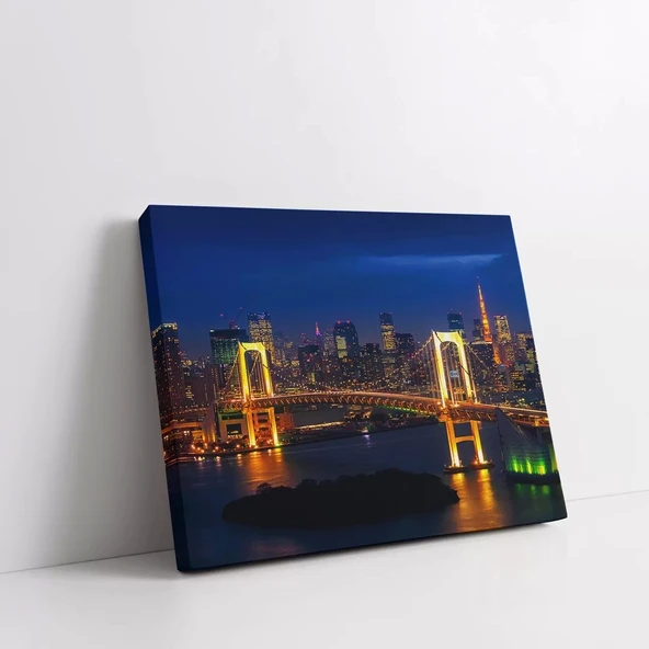 Şehir Işıkları Köprü Kanvas Tablo - Resim 2