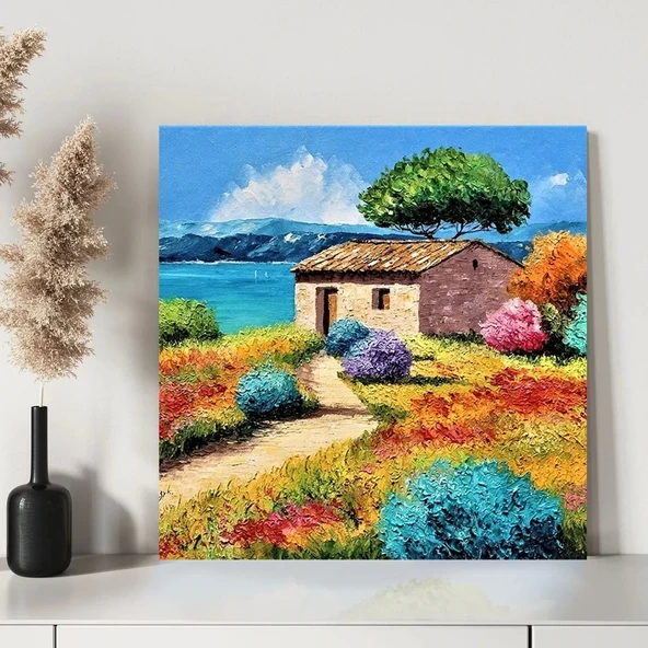 Rengarenk Bahçe Evi Kanvas Tablo - Resim 3