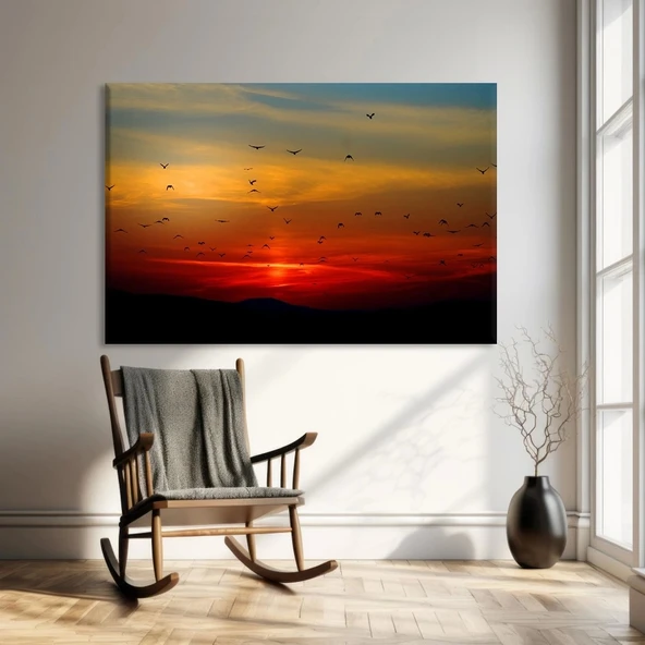 Gün Batımı Uçuşu Kanvas Tablo ürün görseli