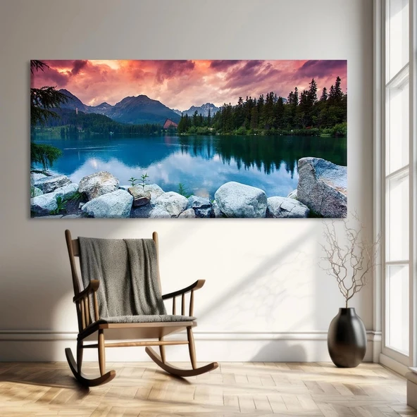 Alpenglow Gölü Kanvas Tablo ürün görseli
