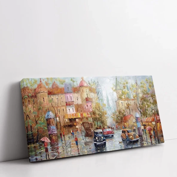 Yağmurlu Şehir Kanvas Tablo - Resim 2