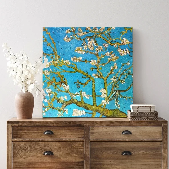 Çiçek Açan Badem Çiçekleri Kanvas Tablo - Resim 3