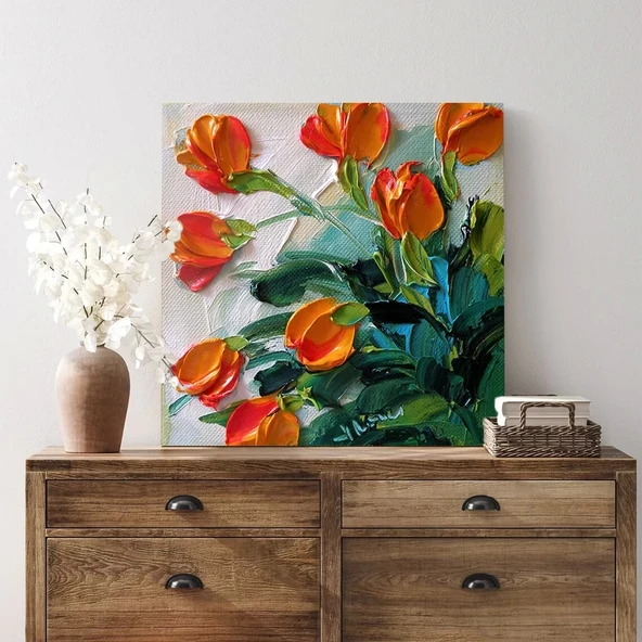 Turuncu Laleler Kanvas Tablo - Resim 3