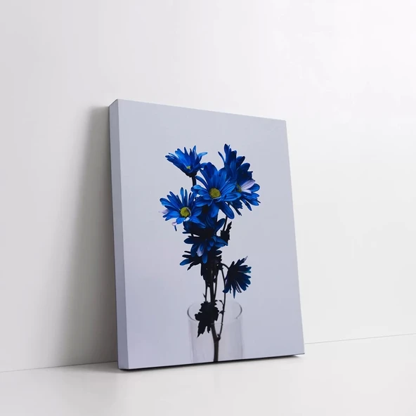 Mavi Çiçekli Kanvas Tablo - Resim 2