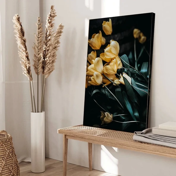 Soyut Sarı Laleler Kanvas Tablo - Resim 3