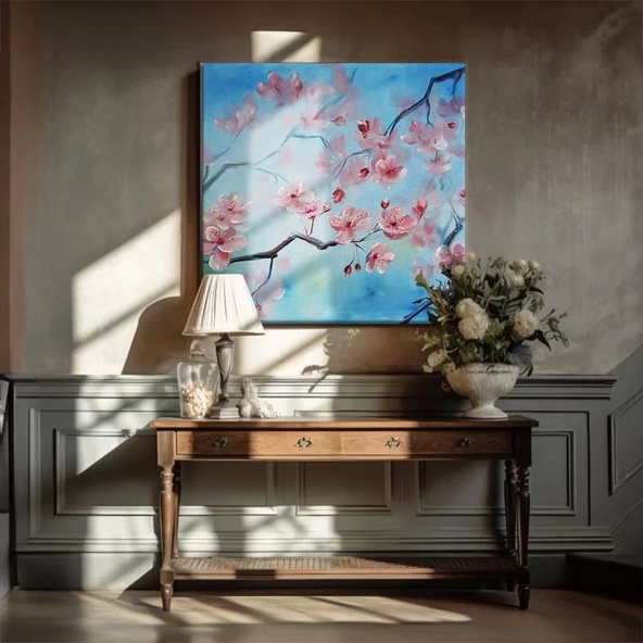 Pembe Çiçekler Kanvas Tablo ürün görseli