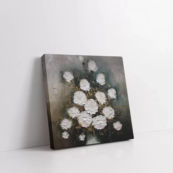 Beyaz Güller Kanvas Tablo - Resim 2