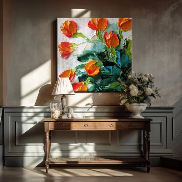 Turuncu Laleler Kanvas Tablo ürün görseli
