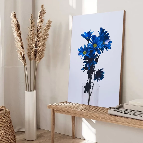 Mavi Çiçekli Kanvas Tablo - Resim 3