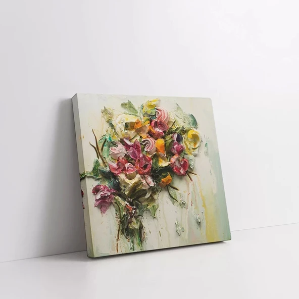 Rengarenk Gül Çiçekli Kanvas Tablo - Resim 2