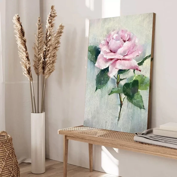 Pembe Gül Kanvas Tablo - Resim 3