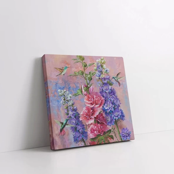 Rengarenk Çiçekler Kanvas Tablo - Resim 2