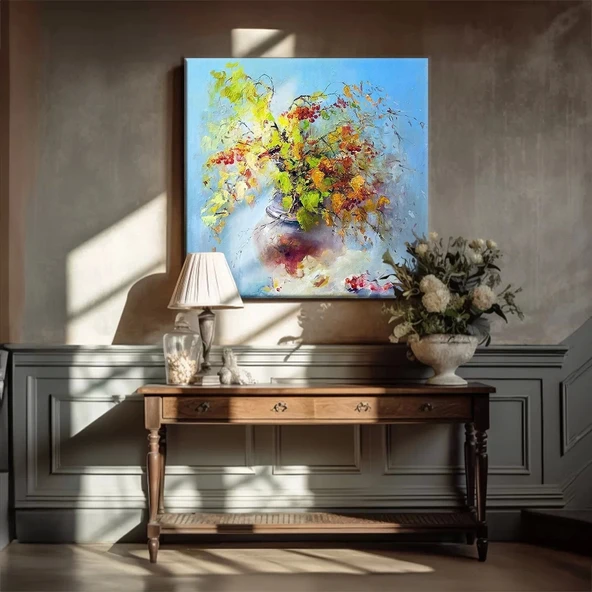 Vazodaki Renkli Çiçekler Kanvas Tablo ürün görseli
