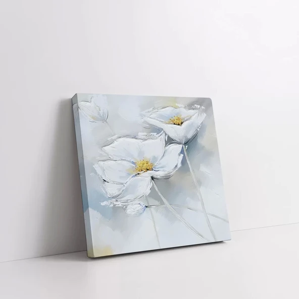 Beyaz Çiçekler Kanvas Tablo - Resim 2