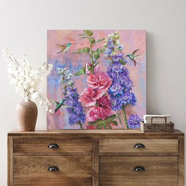 Rengarenk Çiçekler Kanvas Tablo - Resim 3