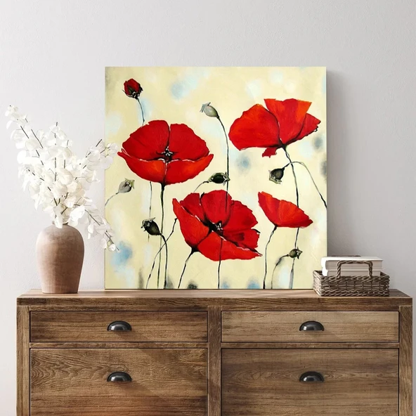 Kırmızı Karanfiller Kanvas Tablo - Resim 3