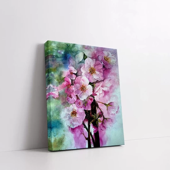 Pembe Beyaz Çiçekler Kanvas Tablo - Resim 2