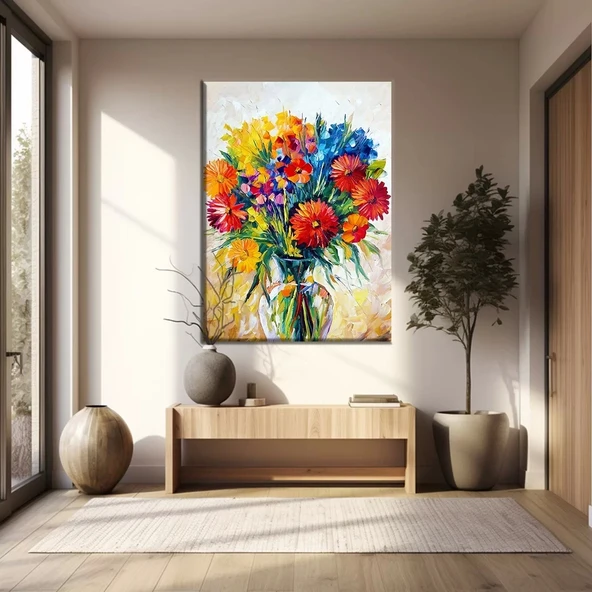 Vazodaki Renkli Çiçekler Kanvas Tablo ürün görseli