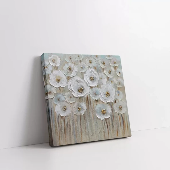 Beyaz Çiçek Bahçesi Kanvas Tablo - Resim 2