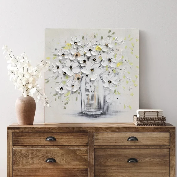 Vazodaki Papatyalar Kanvas Tablo - Resim 3