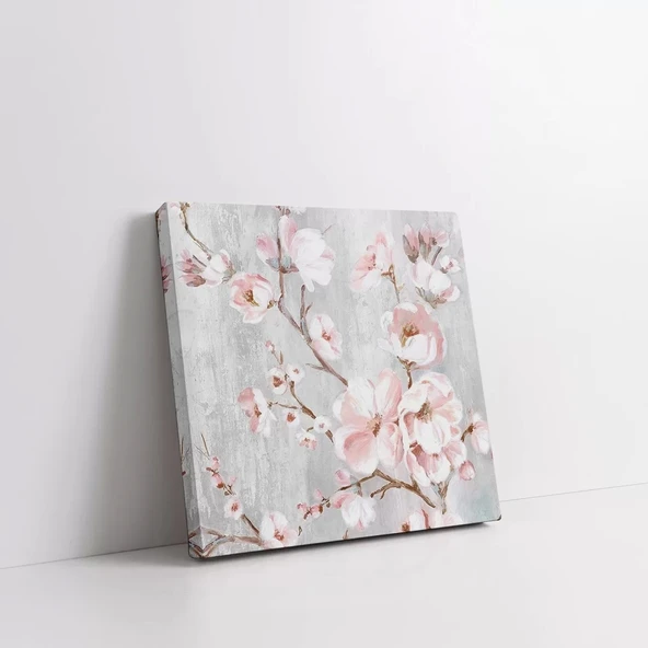 Beyaz Çiçek Desenli Kanvas Tablo - Resim 2