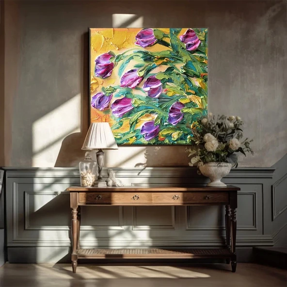 Salkım Mor Çiçekler Kanvas Tablo ürün görseli