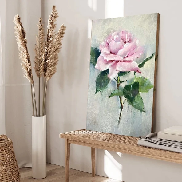Pembe Gül Kanvas Tablo - 2