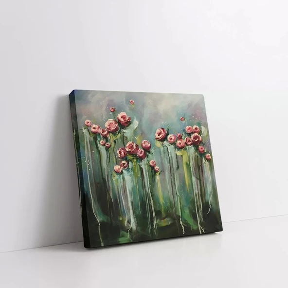 Pembe Güller Bahçesi Kanvas Tablo - Resim 2
