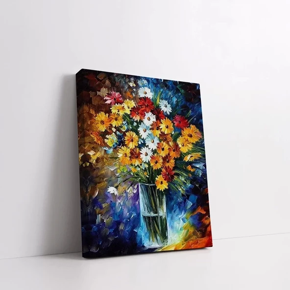 Rengarenk Çiçekler Kanvas Tablo - Resim 2
